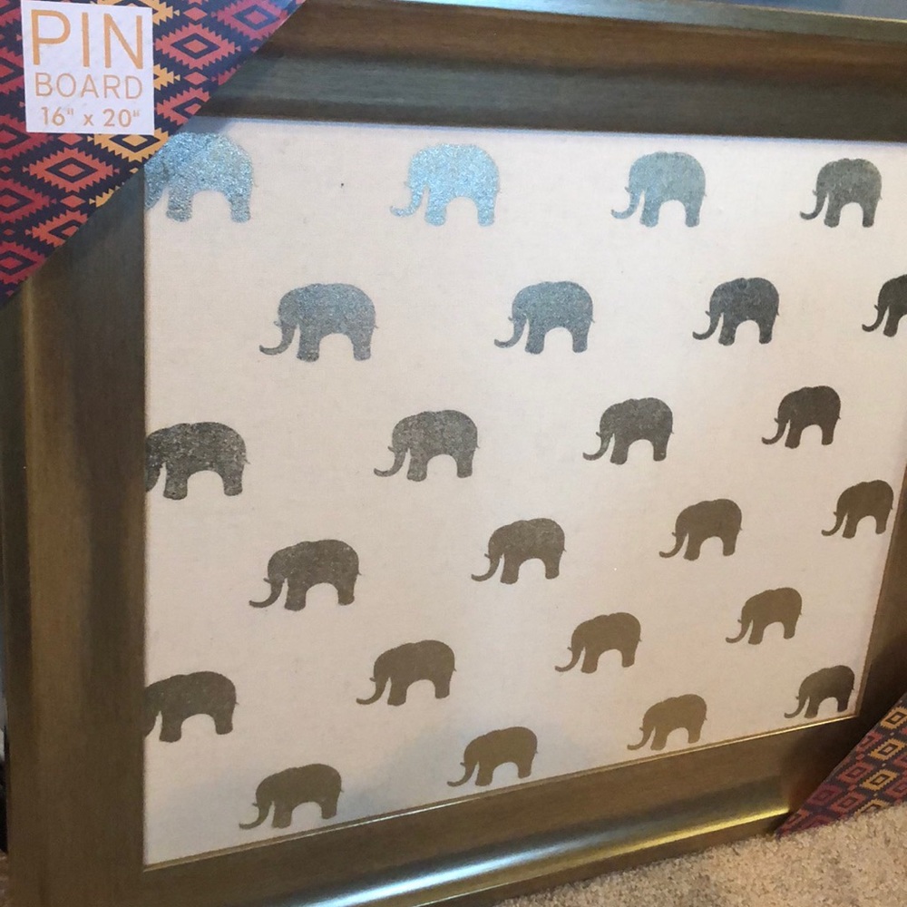 Gold Framed Elephant Pin Board